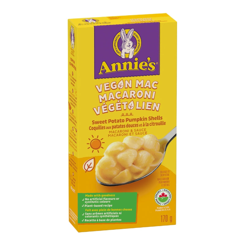 Annie's Homegrown Coquilles Patates Douces Et Citrouille Véganes Saveur De Fromage Bio Végane