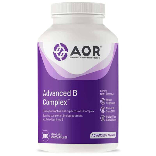 AOR advanced b complex spectre complet et biologiquement actif de vitamines b végétalien sans ogm sans gluten 180 végécapsules