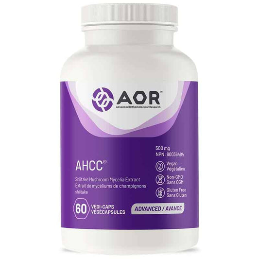 AOR ahcc 500 mg extrait de mycéliums de champignons shiitake végétalien sans ogm sans gluten 60 végécapsules