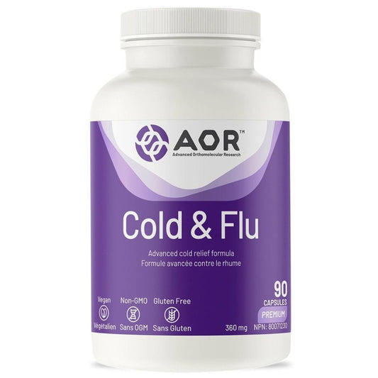 AOR Cold & Flu Formule Avancée Contre Le Rhume Végane Sans gluten Sans OGM