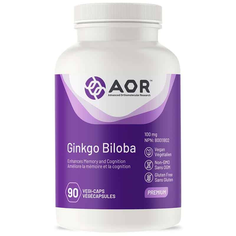 AOR Ginkgo biloba 100 mg améliore la mémoire et la cognition végétalien sans ogm sans gluten 90 végécapsules