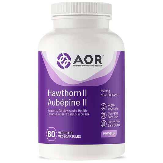AOR Aubépine ll 450 mg favorise la santé cardiovasculaire végétalien sans ogm sans gluten 60 végécapsules
