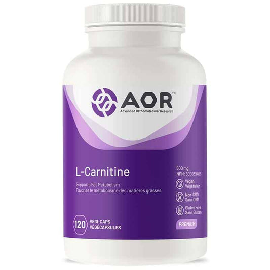 AOR L-Carnitine 500 mg favorise le métabolisme des matières grasses  500 mg  végétalien sans ogm sans gluten 120 végécapsules 