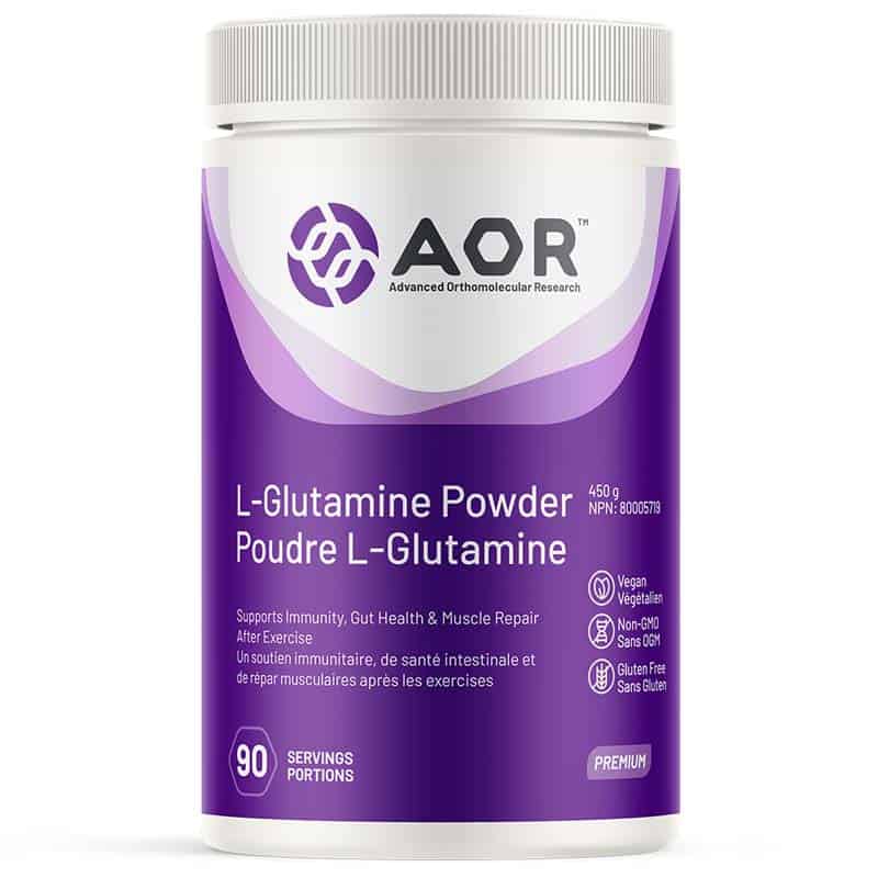 AOR poudre L-Glutamine 450 g soutient immunitaire de santé intestinale et réparation musculaire après les exercices végétalien sans ogm sans gluten 90 portions