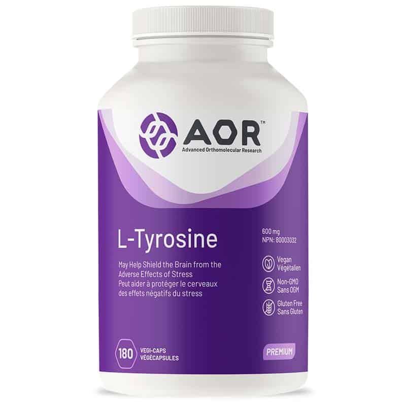 AOR L-Tyrosine 600 mg peut aider a protéger le cerveau des effets négatifs du stress végétalien sans ogm sans gluten 180 végécapsules