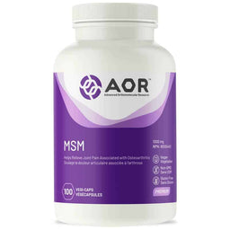 AOR MSM 1000 mg soulage la douleur articulaire associée a l'arthrose végétalien sans ogm sans gluten 100 végécapsules