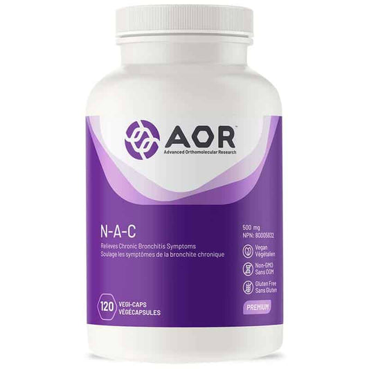 AOR N-A-C 500 mg soulage les symptômes de la bronchite chronique végétalien sans ogm sans gluten 120 végécapsules