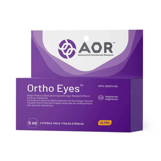 AOR Ortho eyes contribue a réduire l'éblouissement et a protéger l'acuité visuelle contre les dommages associés au vieillissement tels que les cataractes végétarien 5 ml