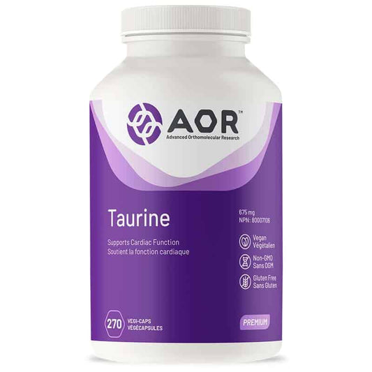 AOR Taurine 675 mg soutient la fonction cardiaque végétalien sans ogm sans gluten 270 végécapsules