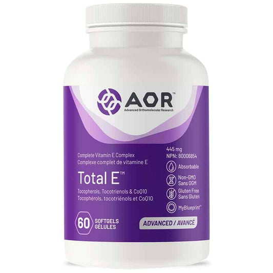AOR Total e 445 mg complexe cpmplet de vitamine E tocophérols tocotriènols et CoQ10 absorbable sans ogm sans gluten 60 gélules 