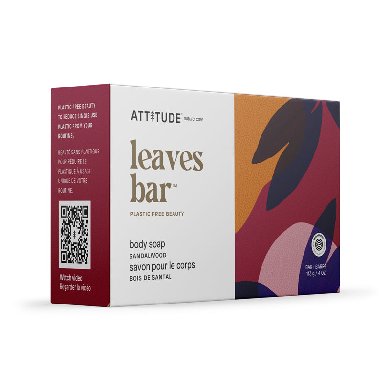 Attitude Leaves Bar Savon Corporel Bois De Santal Végane Biodégradable Sans plastique