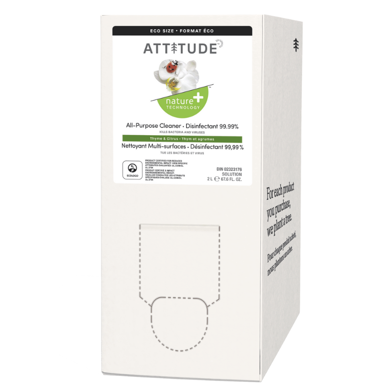 attitude recharge 2 litres Nature + Nettoyant Multi Surfaces Désinfectant - Thym & Agrumes