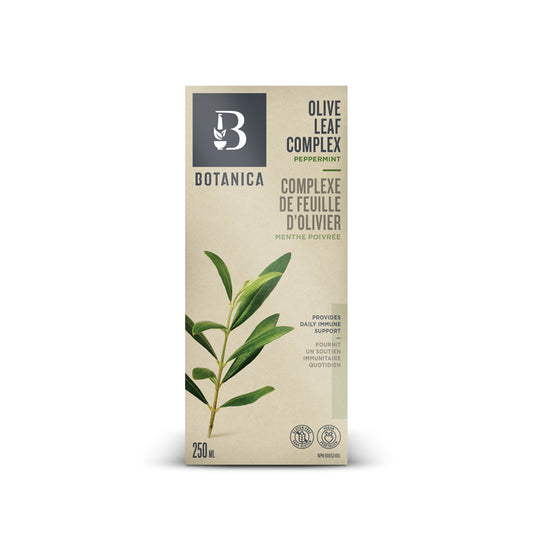 Botanica Complexe de feuille d'olivier menthe poivrée fournit un soutien immunitaire quotidien 250 ml