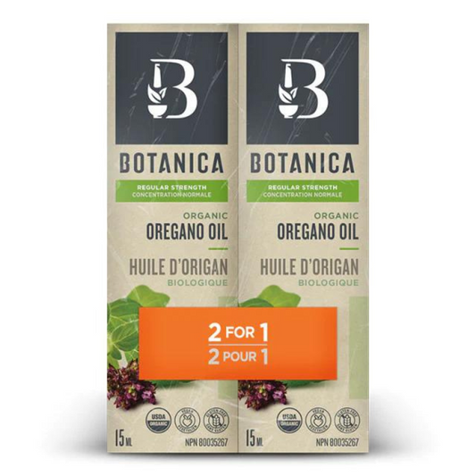 Botanica huile d'origan emballage biologique boni concentration normale 2 pour 1 15 ml