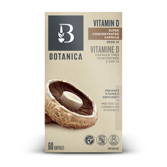 Botanica Vitamine D Super Concentrée 2500UI  Prévient la carence en vitamine d 60 capsules