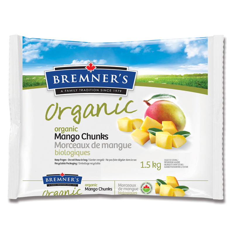 Frozen organic mango chunks