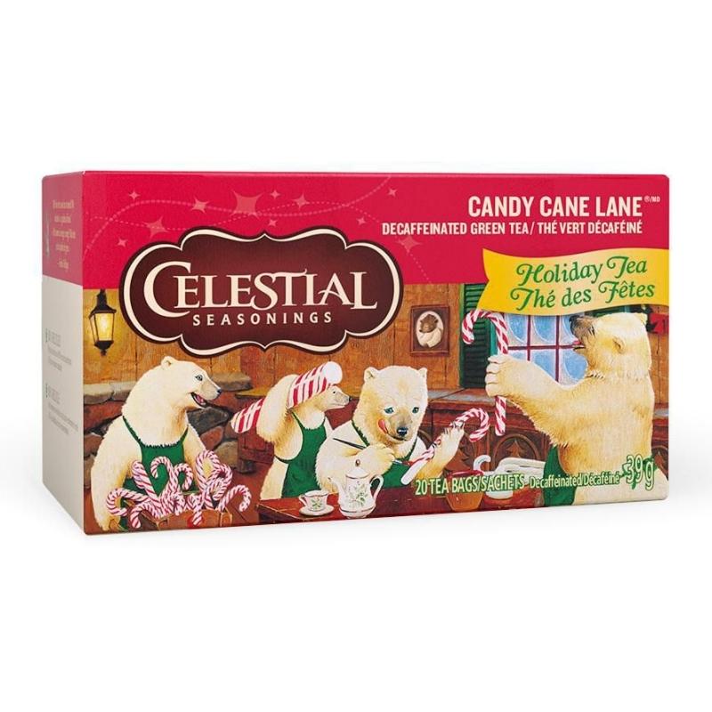 Celestial Seasonings Candy Cane Lane Thé Vert Décaféiné Sans gluten