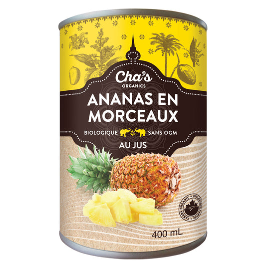 Cha's organics ananas morceaux au jus biologique 400 ml