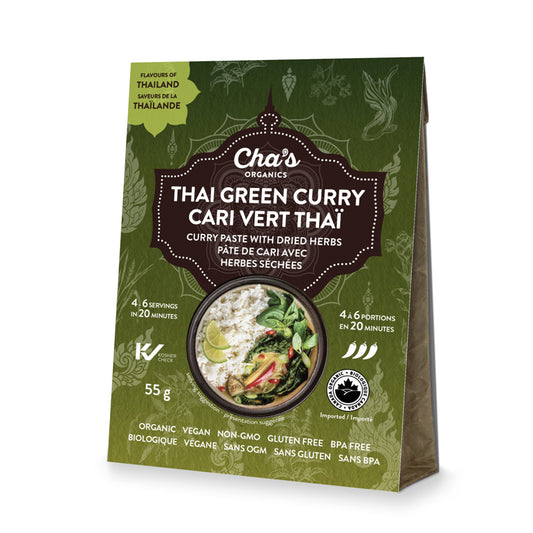 Cha's organics cari vert thaï pâte cari herbes séchées biologique végane sans ogm sans gluten sans bpa 55 g