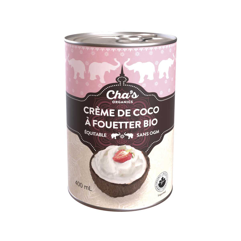 Cha's organics crème coco fouetter biologique sans ogm équitable 400 ml