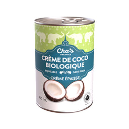 Cha's organics crème coco biologique épaisse équitable sans ogm 400 ml