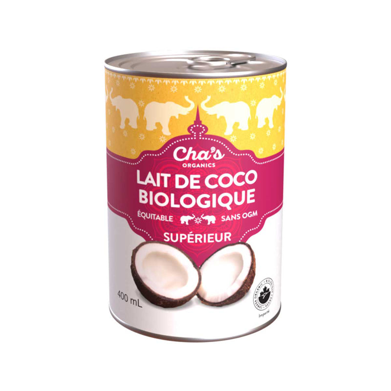 Cha's organics lait coco biologique supérieur équitable sans ogm 400 ml