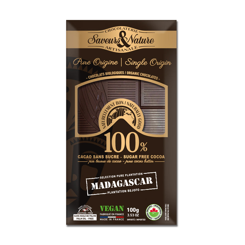 Cocoa Bar Without Sugar 100% Pure Origin Madagascar