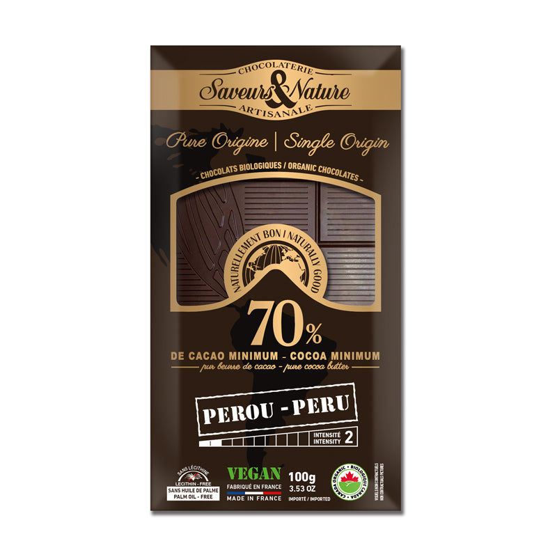 Tablette De Chocolat Noir 70% Cacao Pur Origine Pérou||Dark Chocolate Bar 70% Pure Cocoa From Peru