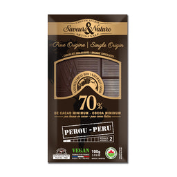 Dark Chocolate Bar 70% Pure Cocoa From Peru