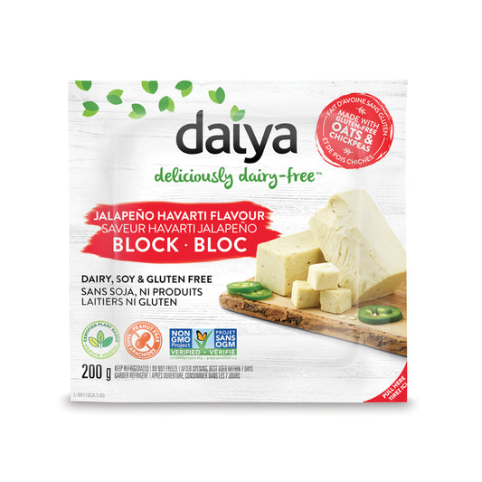 Daiya Bloc de havarti jalapeno a base de plantes sans soja ni produits laitiers ni gluten 200 g