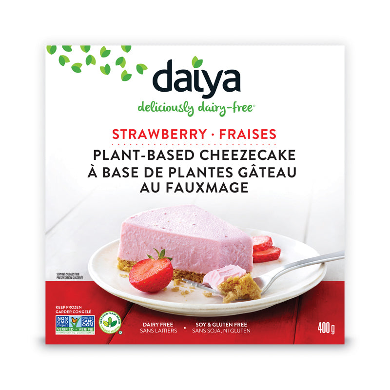 Daiya Gâteau a base de plantes au fauxmage Fraises sans laitiers sans soja sans gluten 400 g 