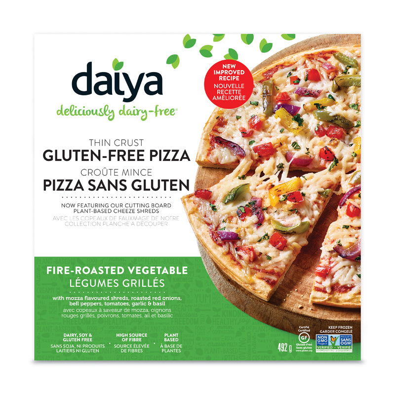 Daiya Pizza croûte mince a base de plantes légumes grillés sans soja ni produits laitiers ni gluten 492 g
