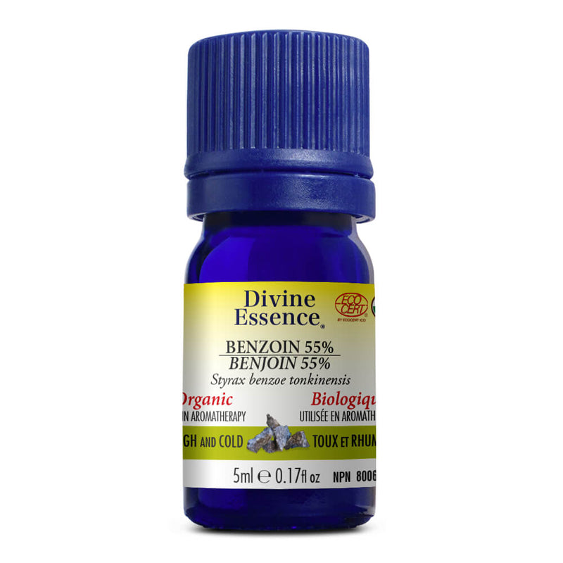 Divine essence huile essentielle benjoin 55% biologique Toux et rhume 5 ml