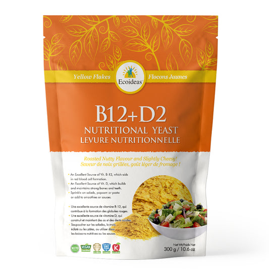 Ecoideas levure nutritionelle b12 + d2 vegan keto 300g