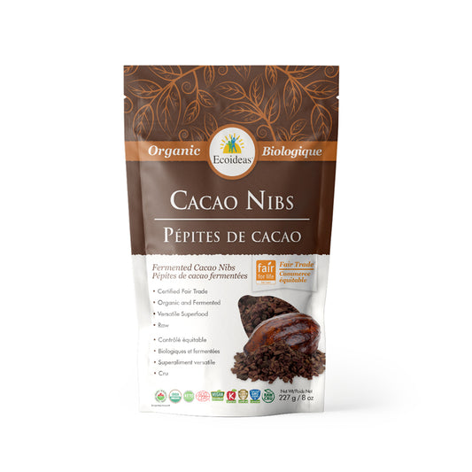 Ecoideas Pépites de cacao biologique fermentés superaliment cru vegan sans ogm 227g
