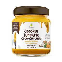 Ecoideas Coco - Curcuma Tartinade Bio  Sans gluten Sans OGM Végane Source de potassium et de fer