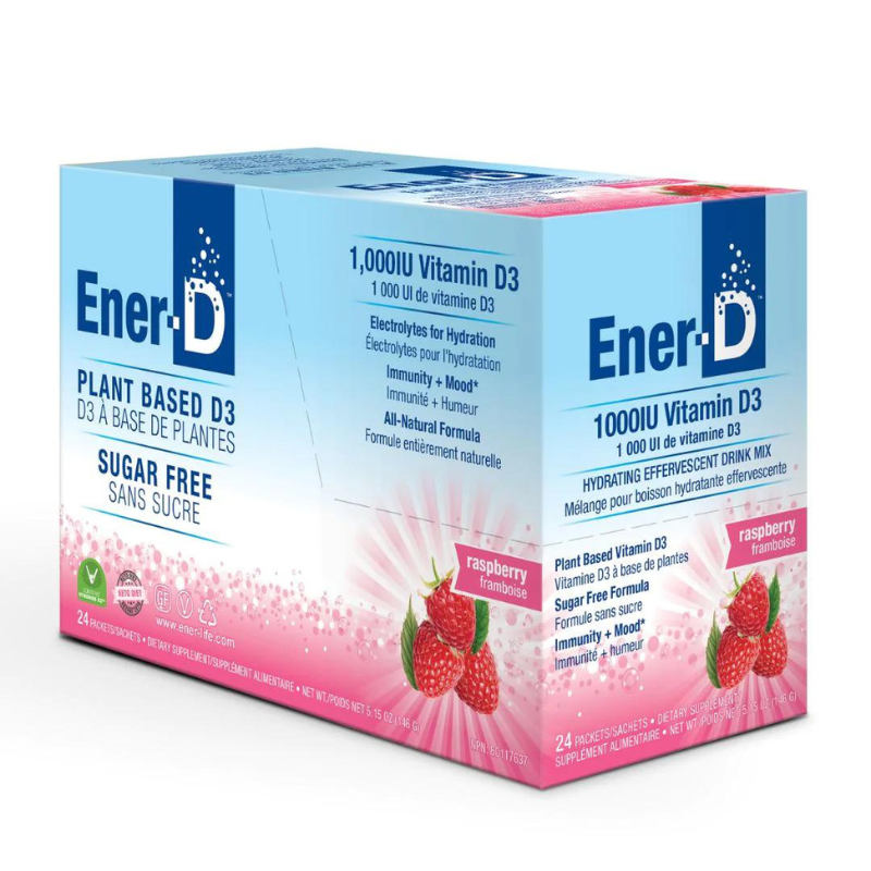 Vitamin Ener-D 1000IU Raspberry Effervescent Sugar Free Drink Mix
