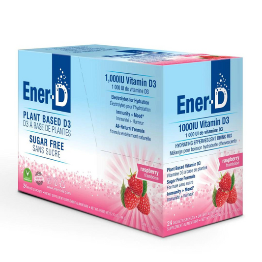 Vitamine Ener-D 1 000 UI Boisson Effervescente Framboise Sans Sucre||Vitamin Ener-D 1000IU Raspberry Effervescent Sugar Free Drink Mix