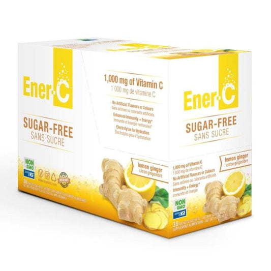 Ener-C Vitamine C 1000 mg Citron Gingembre Sans Sucre  Sans OGM Végane Sans gluten Keto