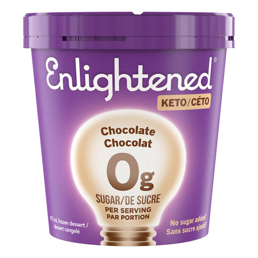 enlightened céto keto cétogène crème glacée dessert congelé sans sucre ajouté 0 g de sucre par portion chocolat
