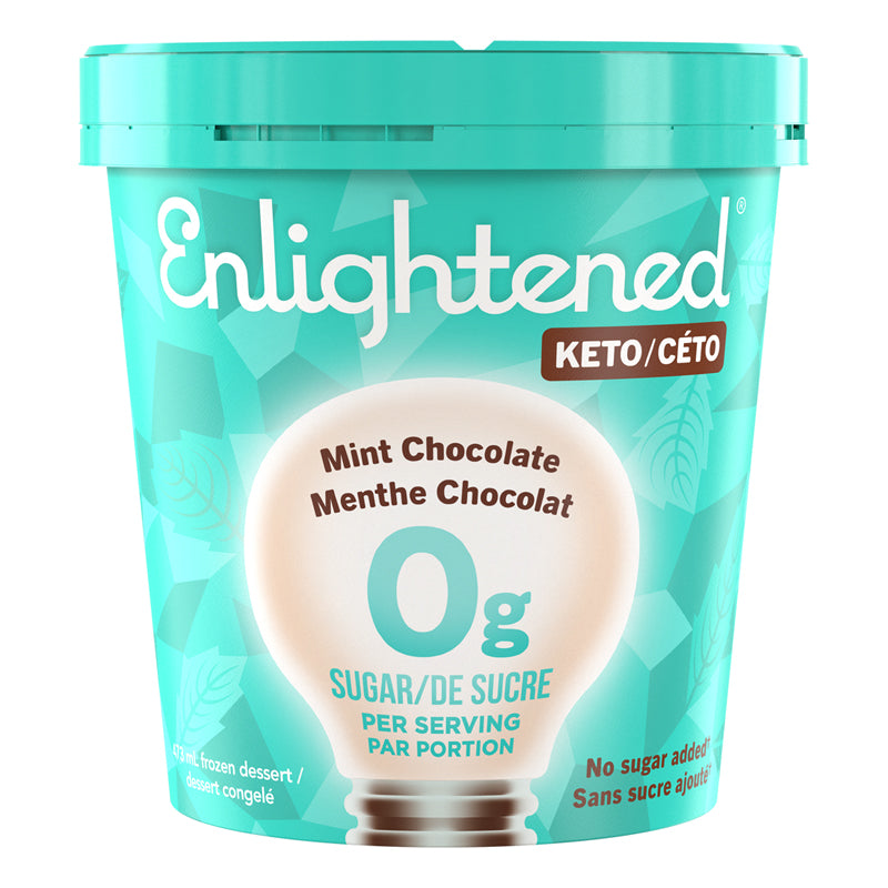 enlightened céto keto cétogène crème glacée dessert congelé sans sucre ajouté 0 g de sucre par portion menthe chocolat