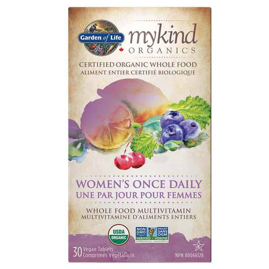 Garden of life mykind organics une par jour pour femmes multivitamines d'aliments entiers biologique 30 comprimés végétaliens