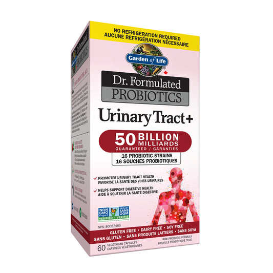 Garden of life Dr. Formulated probiotics urinary tract+ 50 milliards sans gluten sans produits laitiers sans soya aucune réfrigération nécessaire 60 capsules végétariennes 