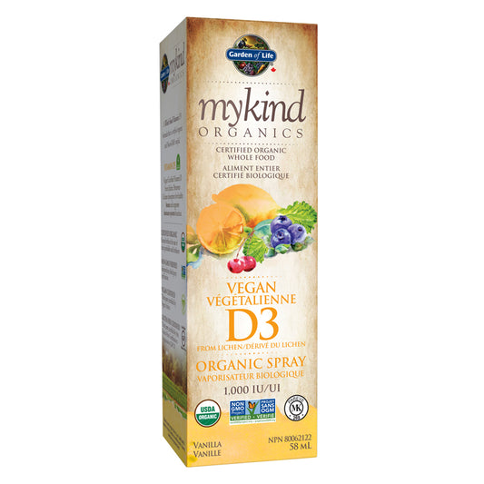 Garden of life mykind organics d3 végétalienne en vaporisateur biologique 1000 ui saveur vanille 58 ml