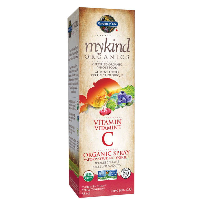 Garden of life mykind organics vitamine c en vaporisateur biologique saveur cerise tangerine 58 ml