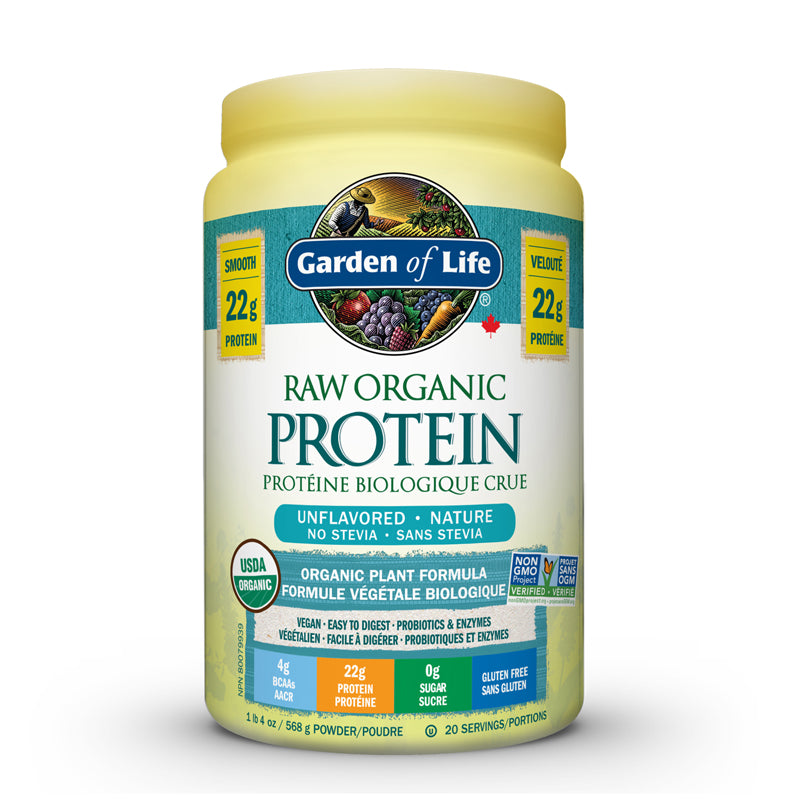 Garden of life protéine biologique crue formule végétale saveur nature sans stevia 568 g