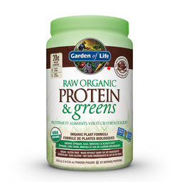 Garden of life protéine aliments verts crus formule de plantes biologiques saveur de chocolat 610 g 