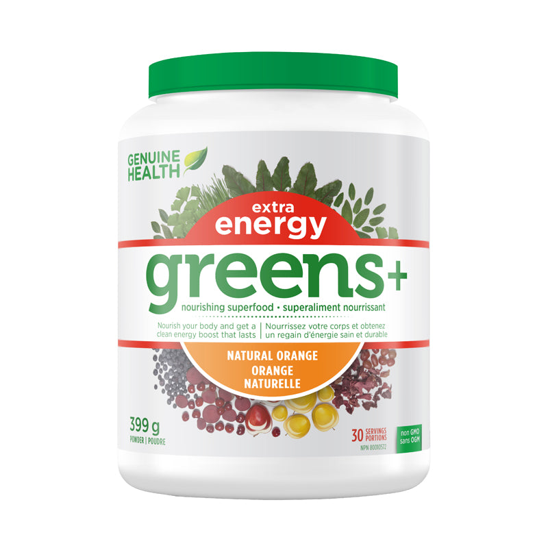 Genuine Health green+ extra energy superaliment nourrissant orange naturelle 