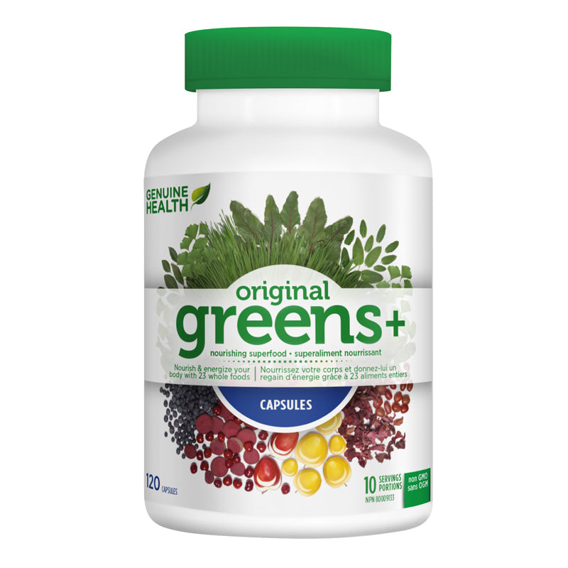 Genuine Health greens+ original superaliment nourrissant capsules sans ogm 120