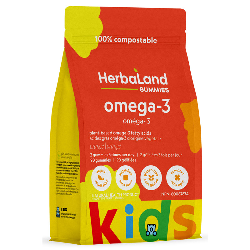 Gélifiés Oméga-3 végétalien pour enfants (sans sucre)||Vegan omega-3 gummies for kids (sugar-free)